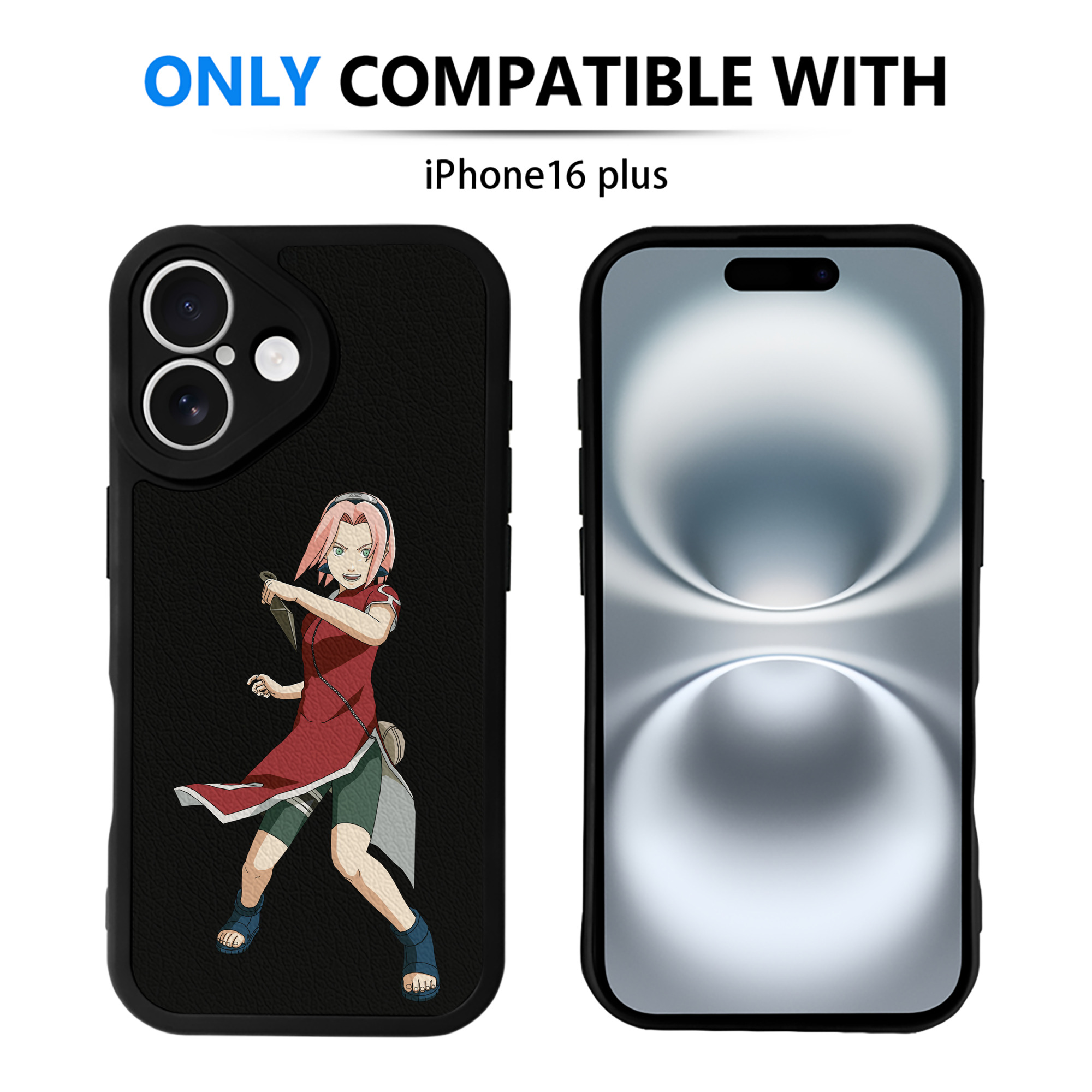 （画像用） NARUTO -ナルト- 春野サクラ Haruno Sakura 【iPhone 16シリーズ対応】シリコンスマホケース（レザー調） 材質：シリコン
